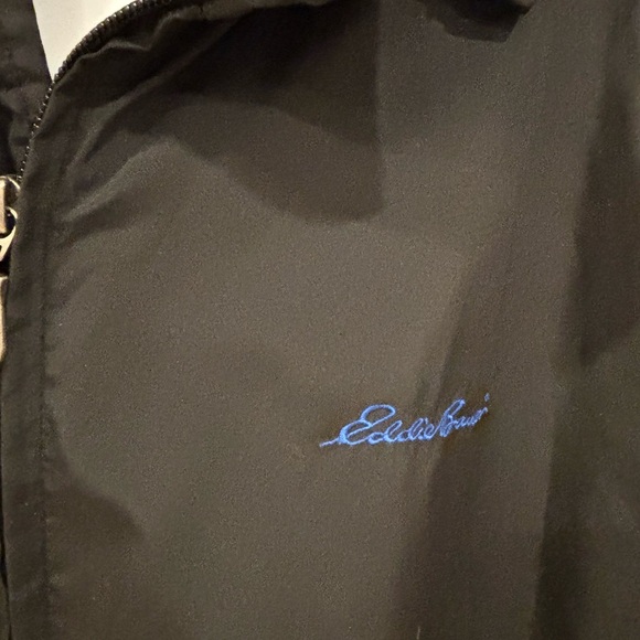 Eddie Bauer Men's Windbreaker Jacket M Black Full Zip Mesh Lined Hooded Outdoor - Picture 5 of 6